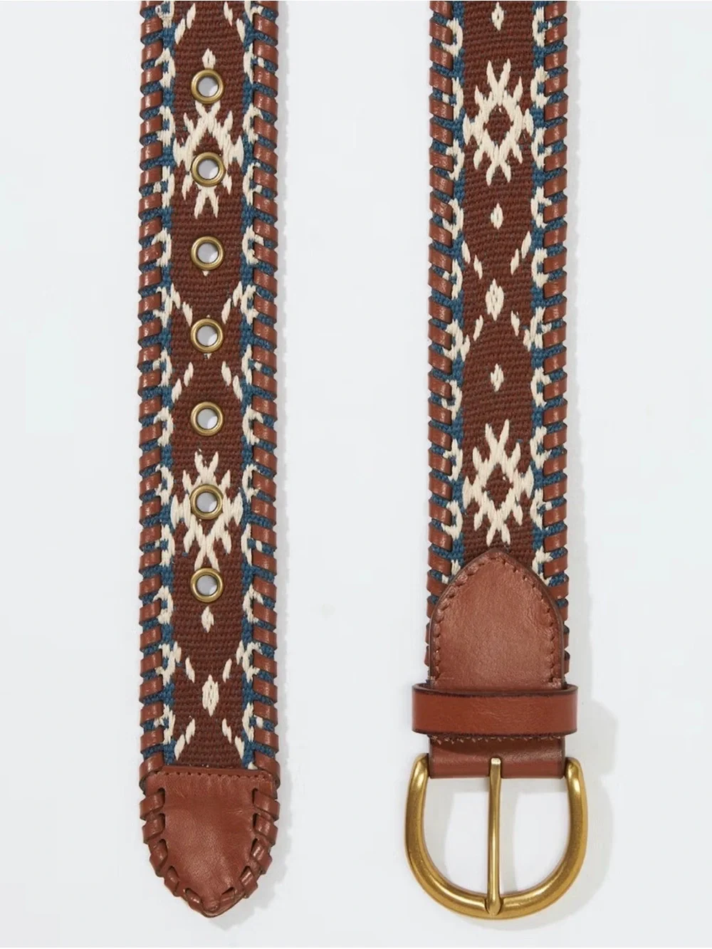 American Eagle Brown Embroidered Whipstitch Belt | Cowgirl | Boho | EUC